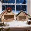 Snyvpra Set di barattoli per mercatino di Natale in miniatura - 2 piccole casette e ghirlanda in legno, bastoncini di zucchero e gnomi, accessori per gnomi, set di gnomi, puzzle per capanna di Natale