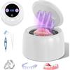 SKUTZTEK Pulitore Ultrasuoni Dentale 48000Hz con UV, 300S/600S Modalità di Pulizia, Timer Digitale, 200ml - Per Protesi Dentarie, Allineatori, Apparecchi Ortodontici, Bite, Gioielli e Testine Spazzolino