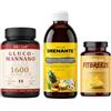 GG4Lab Kit Benessere 3 in 1 | Drenante Forte 500ml + Bromelina 2500 GDU + Glucomannano Konjac | Drenaggio, Digestione e Sazietà | Made in Italy