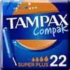Tampax Compak, tamponi con applicatore Super Plus, 22 buste singole, flusso abbondante, senza profumo e colorante, testato sotto controllo ginecologico, protezione e comfort durante le tue regole