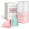 GLOWELLE Sterilizzatore a Vapore - 2 Coppette Mestruali Riutilizzabili | Vaporiera personale compatta per coppetta mestruale/disco mestruale:spegnimento automatico rapido dopo 3 minuti.