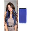 FESHFEN Extension Capelli Blu Clip Sintetici Colorati Posticci per Donna | Estensioni Capelli Colorate 50 cm 1pz 4 Clips, Resistente al Calore, Facili da Applicare, DIY per Festa Cosplay Carnevale