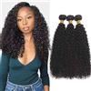 NICMISS Kinky Curly Bundles Human Hair 100% Unprocessed Brazilian Virgin Double Weft Weave Capelli Umani Extensions for Black Women Natural Color 16 16 16 inch