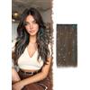 FESHFEN Extension Capelli Castano Clip con Azzurro Glitter Sintetici Donna | Estensioni Capelli con Tinsel Colorate 50 cm 1pz 4 Clips, Resistente al Calore, Facili da Applicare, DIY per Festa Carnevale
