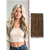 FESHFEN Extension Capelli Castano Clip con Rosa Glitter Sintetici Donna | Estensioni Capelli con Tinsel Colorate 50 cm 1pz 4 Clips, Resistente al Calore, Facili da Applicare, DIY per Festa Carnevale