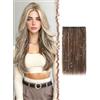 FESHFEN Extension Capelli Castano Clip con Argento Glitter Sintetici Donna | Estensioni Capelli con Tinsel Colorate 50 cm 1pz 4 Clips, Resistente al Calore, Facili da Applicare, DIY per Festa Carnevale