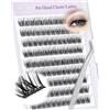 LZM Ciglia Finte Ciuffetti Autoadesive C Curl Pre-Incollate Ciuffetti Ciglia Finte Non Richiede Colla Kit Lash Extension Con Pinzette Pre Glued Cluster Lashes (ZH16-14MM)