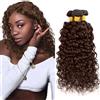 Creuost Extension di capelli umani brasiliani ondulati, non trattati, #4, castano cioccolato, 3 ciocche in totale 150 g, per donne, 55, 61, 66 cm