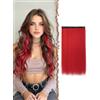 FESHFEN Extension Capelli Rosso Clip Sintetici Colorati Posticci per Donna