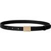 Calvin Klein Donna Cintura Titlecase Plaque 2,0 cm in Pelle, Nero (Black/Antique Light Gold), 115 cm