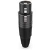 Audibax Silver Black Femmina - Connettore XLR a 3 pin - Connettore a saldare - Speciale per connessione audio - Connettore di tipo femmina - Lega di zinco per alta conduttività e rumore ultra basso