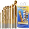 JONMON Punte elicoidali HSS, rivestite in titanio, 8 pezzi, 3-10 mm, seghettate, taglio da falegname, taglio laterale, sega a spirale, lavorazione del legno, metallo, plastica, per seghe a tazza (8)