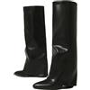 Ceciloroda Fold Over Stivali Knee High per donne Alto Tacco Chunky