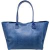 Chicca Borse Borsa a Spalla Shopper Grande da Donna in Pelle (Pitonato Blu D24)