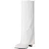 Ceciloroda Fold Over Stivali Knee High per donne Alto Tacco Chunky