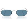 Ray-Ban Occhiali da sole ovali, argento/blu polarizzato, 54 mm, RB3947