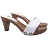 Kiara Shoes Zoccoli Comodi con Tomaia in Pelle Bianca Made in Italy - K5104-BIANCO