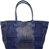 Chicca Borse Borsa a Spalla Shopper Grande da Donna in Pelle (Cocco Blu)