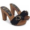 Kiara Shoes Zoccoli Donna in CAMOSCIO Tacco 10 CM Handmade - MY812 Cam Nero (Nero, Sistema Taglie Calzature EU, Adulto, Donna, Numero, Media, 41)
