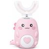 HOMKISCN Dinobrush Piccolo&Co Spazzolino Elettrico a U Rosa per Bambini 2-6 Anni | Testina a U in silicone, 3 velocit¨¤, ricaricabile USB, rumore sotto 36dB, auto-pulizia