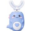 HOMKISCN Dinobrush Piccolo&Co Spazzolino Elettrico a U Blu per Bambini 6-12 Anni | Testina a U in silicone, 3 velocit¨¤, ricaricabile USB, rumore sotto 36dB, auto-pulizia