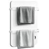 Peviasot Scaldasalviette da bagno, riscaldamento a infrarossi, WiFi, con display, 50 x 90 cm, a infrarossi, 600 W, con 2 portasciugamani bianco