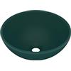 vidaXL Lavandino Lusso Rotondo Verde Scuro Opaco 32,5x14 cm Ceramica