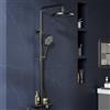 Garvee Sistema doccia con soffione doccia in acciaio inox regolabile colonna doccia asta doccia soffione soffione doccia soffione soffione doccia senza rubinetto con ripiano, soffione rotondo 25 cm
