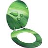 vidaXL Tavoletta WC con Coperchio MDF Verde Design Goccia d'Acqua