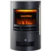 HOMCOM Camino Elettrico da Terra 900W/2000W con Effetto Fiamma, Caminetto Elettrico con Temperatura Regolabile e Protezione da Surriscaldamento, 41x41x64.5cm, Nero
