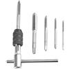 Mesee Set di 5 Maschiatore Filettatura con Chiave Filettata Regolabile, Kit di Maschiatura Filettatura Manuale con Porta-Maschi a T, Maschiatori Metrici M3 M4 M5 M6 M8 con Manico per Maschi