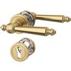 Amerdeco Maniglia per porta interna oro champagne con rosetta rotonda, set maniglia PZ con cilindro europeo, design classico per porte d'ingresso e interne UK0100