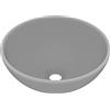 vidaXL Lavandino Lusso Rotondo Grigio Chiaro Opaco 32,5x14 cm Ceramica