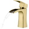 Uvish Rubinetti per lavabo, a cascata per lavabo, quadrati, moderni, in acciaio inox (Brushed Gold)
