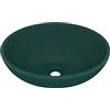 vidaXL Wastafel ovaal 40x33 cm keramiek mat donkergroen