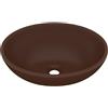 vidaXL Lavandino Lusso Lavello per Bagno Lavabo per Toilette Sanitari Prodotti per Bagno Vaschetta Ovale Marrone Scuro Opaco 40x33 cm in Ceramica