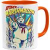 OM3® Tazza da caffè Ghost Marshmallow Attack con motivo retrò, stile fumetto, in ceramica, 325 ml, stampata su entrambi i lati, arancione