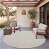 Paco Home Tappeto in iuta per interni-esterni - Naturale e nero, robusto ed elegante, ideale per il terrazza e il soggiorno, Colore:Crema 2, Dimensione:Ø 120 cm tondo