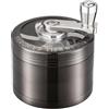 LIHAO 2"(5cm) Grinder Macina Manovella in Lega di Zinco per Spezie e Erbe in 4 Parti- Nichel Nero