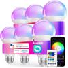Auxmir Lampadina Alexa E27 Intelligente, Lampadine Smart LED Dimmerabile Multicolore RGB e 100+ Modalità, 10W 800 LM Compatibile con App, Alexa e Google Home, Controllo Remoto, 6 Pezzi