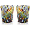 MAZZEGA ART & DESIGN - 2 Bicchieri Tumbler Classic in Vetro Soffiati e Lavorati a Mano con Murrine di Murano, linea "I Colori di Murano" 350 ml. Made in Italy (AZZURRO, 2)
