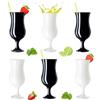 PLATINUX Bicchieri da cocktail neri e bianchi, 400 ml (max. 470 ml), in vetro, set da 6 pezzi, per long drink, per feste, milkshake