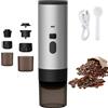 QIAKEFE Macchina per caffè portatile, 3 in 1, per caffettiera, 12 V, ricaricabile, caffè espresso, 90 ml, per prenotare acqua, compatibile con capsule e caffè macinato, per ufficio campeggio e auto