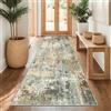 Capslpad Tappeto passatoia per corridoio, 80 x 200 cm, marrone-verde, astratto, lavabile, antiscivolo, moderno, minimalista, in lana sintetica, per soggiorno, camera da letto