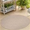 Carpetsale24 Tappeto da Esterno Impermeabile 160 cm Rotondo Beige - Tappeto Resistente alle Intemperie e Lavabile in Lavatrice - Tappeto per Terrazza, Balcone, Campeggio, Giardino
