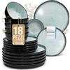 PURE LIVING INTERIOR DESIGN Servizio Piatti Ibiza in Grès per 6 Persone, 18 Pezzi Set Piatti Moderni Compatibile con Lavastoviglie e Microonde - verde salvia - Set da Tavola e Cucina di Pure Living