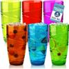 HEFTMAN Set di 6 bicchieri in plastica da 550ml, in acrilico con design a vortice, impilabili, riutilizzabili, bicchieri in plastica per picnic, campeggio, barbecue, feste (colorati)