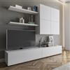 Dmora Parete Attrezzata Brine Bianco Modulabile 4 Ripiani, Mobile Soggiorno 6 Ante