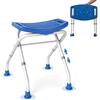 COSTWAY Sgabello per Doccia, Sedia per Doccia Pieghevole e Regolabile in Altezza a 3 Livelli con Maniglie, Leggero, per Anziani e Persone a Mobilità Ridotta, Portata 150 kg (Blu)