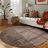 Carpettex Shaggy Tappeto Salotto Moderno 120 cm Rotondo Tortora - Tappeto per scendiletto Camera da Letto, Soggiorno y Cucina - Tappeto Fluffy y Morbido, facile manutenzione, Monocromatico